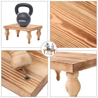 Decorative Wood Risers for Display - 12 x 9 x 5.5 Wood Pedestal Stand Table for Farmhouse Decor, Kitchen Counter Display - Wooden Kitchen Soap Tray