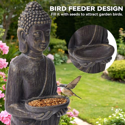 42" Buddha Outdoor Statue, Zen Meditative Figures, Gold-Black Finish - color: Antique Finish-42"