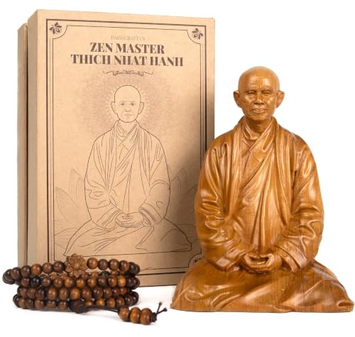 Zen Master Thich Nhat Hanh Buddha Statue, Wooden Meditation Accessories, Feng Shui Decor, Zen Spiritual Gifts, Home and Altar Decoration, Buddha Room and Indoor Decor