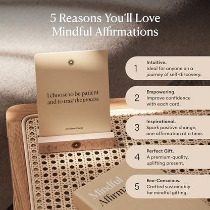 Intelligent Change Mindful Affirmations, 52 Positive Affirmation Cards for Women with Display Stand, Daily Affirmations for Inspiration, Mindfulness & Self Care, Unique Gifts for Women and Men - style: Classic Edition