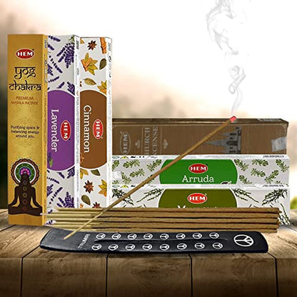 Hem Incense Sticks Variety Pack Masala Series and Holder Burner Bundle with 6 Unique Fragrances - color: Unique Fragrances