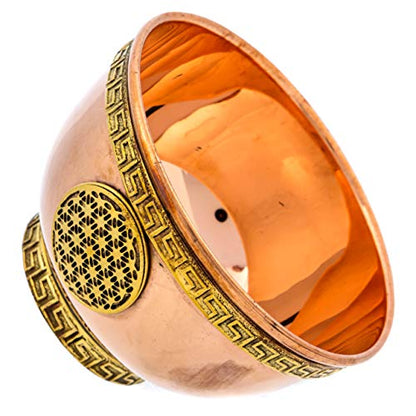 Flower of Life Copper Bowl - Offering Bowl for Ritual Use, Altar Table, Incense Holder, Home Decor - 3 Inches Wide - style: Flower of Life