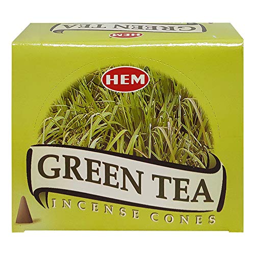 Green Tea Incense Cones and Cone Incense Burner Bundle Insence Insense Hem Incense - color: Green Tea