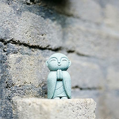 OwMell Japanese Jizo Monk Buddha Statue Figurine Aquarium Garden Decor - color: Namaste