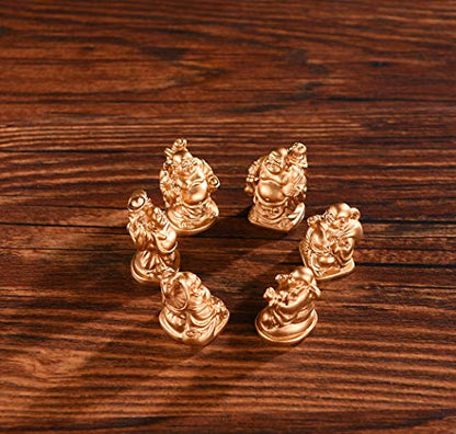 6Pcs 1'' Gold Resin Laughing Buddha Figurines, Tabletop Lucky Decor - color: 1'' Resin Gold Set
