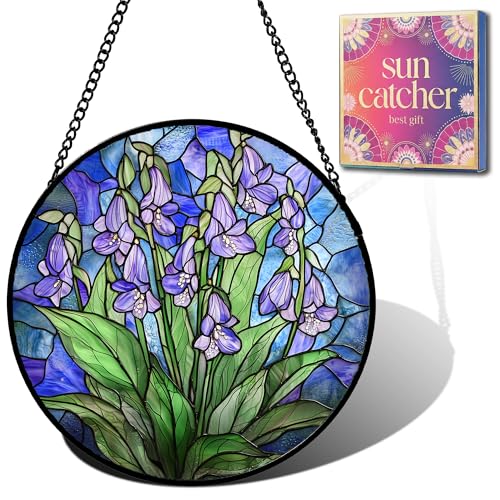Purple Iris Flower Acrylic Suncatcher Sun Catchers Indoor Window Gifts 12" - color: Blue and Purple, size: 11.8x11.8 in