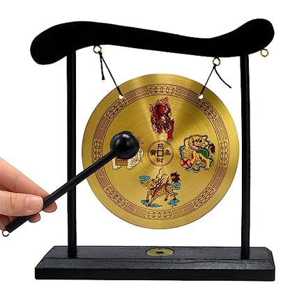 Feng Shui Brass Gong Four Divine Beasts Bring Wealth and Treasure Desktop Decoration - color: Fh1308