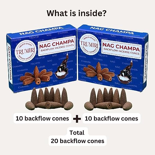TRUMIRI Nag Champa Backflow Incense Cones - 20 Count (Pack of 2) - color: Nag Champa, size: Pack of 2 (20 Cones)