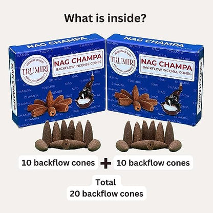 TRUMIRI Nag Champa Backflow Incense Cones - 20 Count (Pack of 2) - color: Nag Champa, size: Pack of 2 (20 Cones)