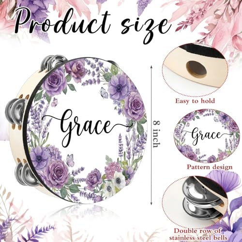 8 Inch Adult Tambourine Double Row Jingle, Grace - color: Grace, size: 8 Inch