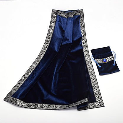 BLESSUME Square Velvet Altar Tarot Table Cloth and Pouch Dark Blue - color: Dark Blue