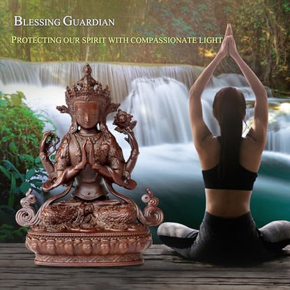 Avalokiteshvara Buddha Statue Pure Copper Handmade Zen Meditation Decor - color: Avalokiteshvara