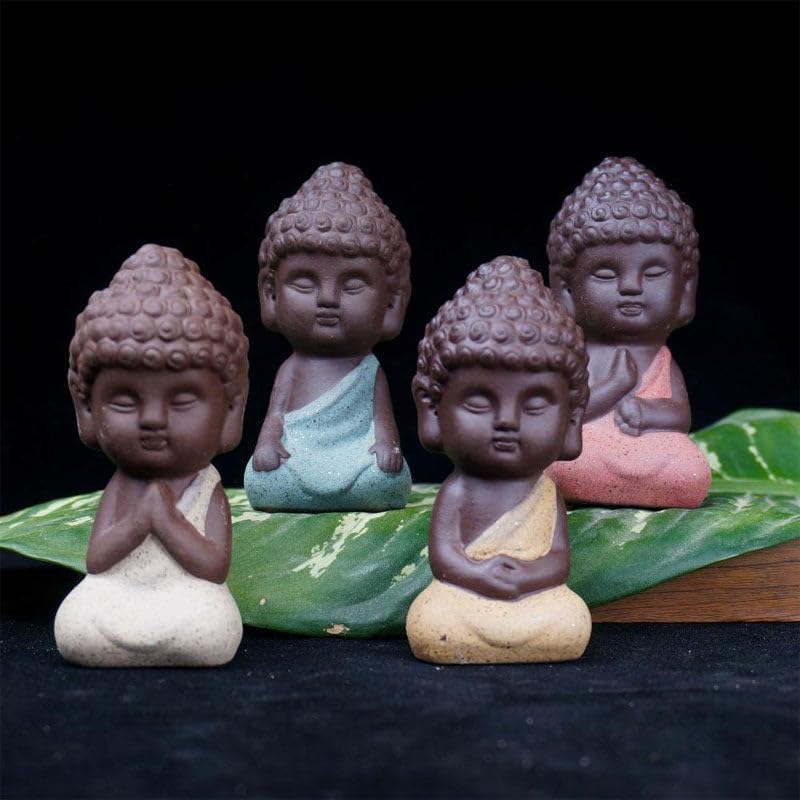 Buddha & Karma 4 Noble Truths Figurines - Mini Buddha Statue Set Representing Enlightenment & Peace - Handcrafted Mini Figurine Design Brings Peace to Any Space Add Buddha Figurine to Room Decor Today