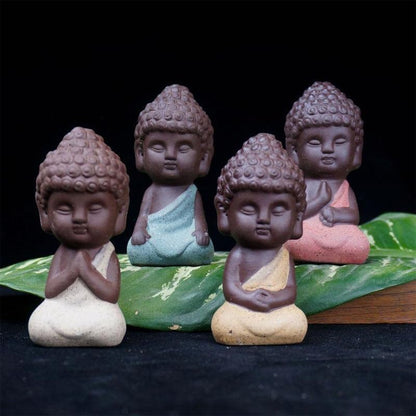 Buddha & Karma 4 Noble Truths Figurines - Mini Buddha Statue Set Representing Enlightenment & Peace - Handcrafted Mini Figurine Design Brings Peace to Any Space Add Buddha Figurine to Room Decor Today