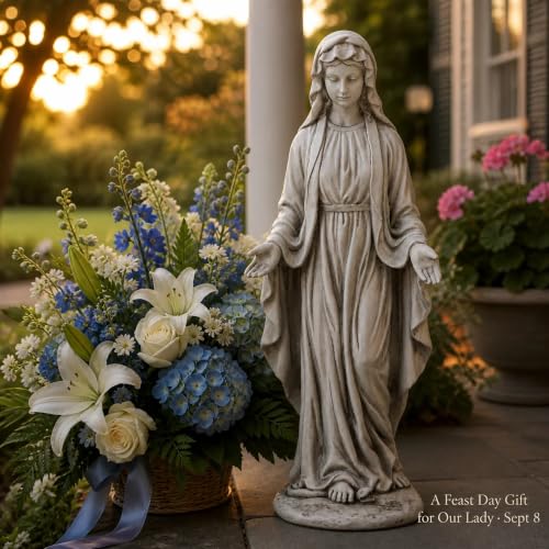 Virgin Mary Statue Outdoor, Large 30 in Religious Garden Statue - color: Virgin Mary-30"