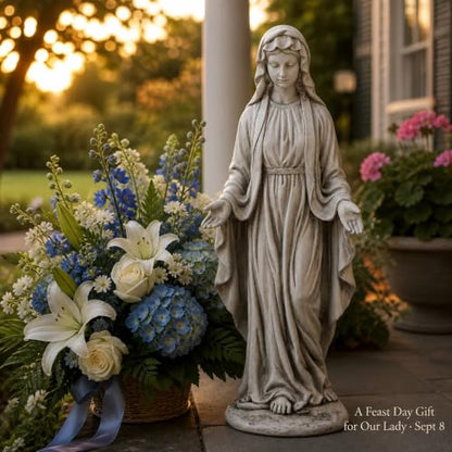 Virgin Mary Statue Outdoor, Large 30 in Religious Garden Statue - color: Virgin Mary-30"