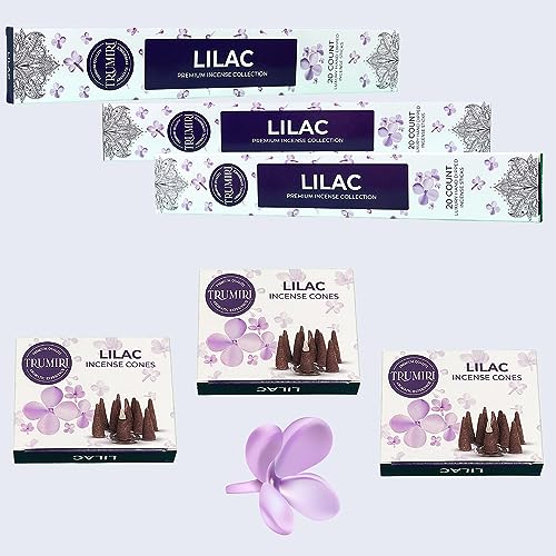 Lilac Incense Sticks & Incense Cones Combo Pack - 60 Insence-Sticks + 30 Insence Cones - Inscense - Incense Cones Scented - Insents - color: Lilac
