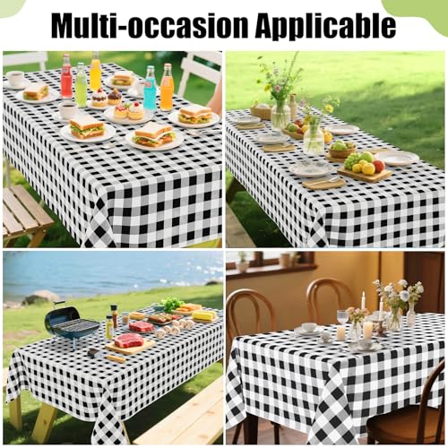Smiry Oval Table Cloth, Vinyl Tablecloths with Flannel Backing, 60"x84" - color: Black & White, size: 84" x 60" (Oval)