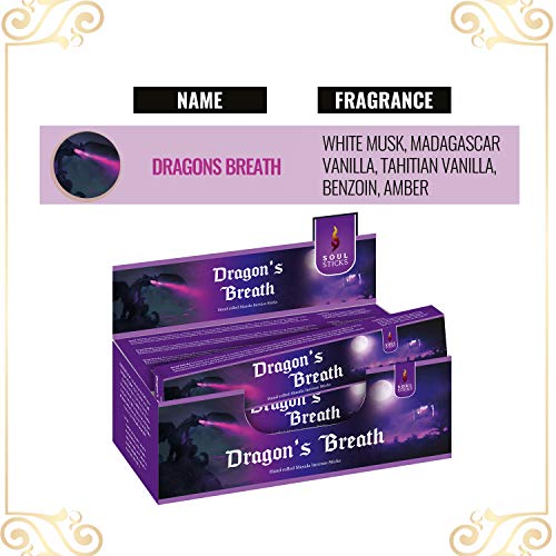 Soul Sticks Hand-Rolled Incense Sticks Evil Spirit Blends 180 Gram Box | 100% Natural Masala Incense Organic Home Fragrance Agarbatti (Dragon’s Breath) - color: Dragon’s Breath