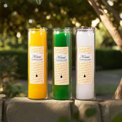 KONNI Pillar Candles in Glass Set of 3, 2x8 Inch White Candle - color: White