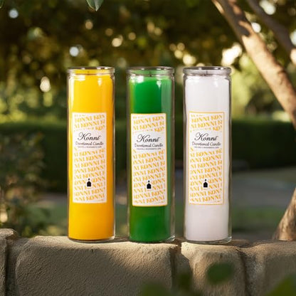 KONNI Pillar Candles in Glass Set of 3, 2x8 Inch White Candle - color: White