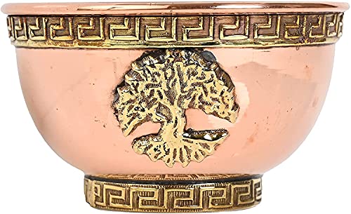 Tree of Life Copper Offering Bowl 3" - Great for Altar & Ritual Use, Incense Burner, Smudging Bowl - New Age Imports, Inc. - style: Tree of Life