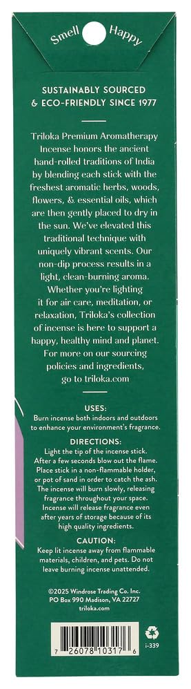 Triloka Premium Incense, Sandalwood Lavender Blend, 10 Sticks - color: Sandalwood Lavender Blend, size: 10 Count