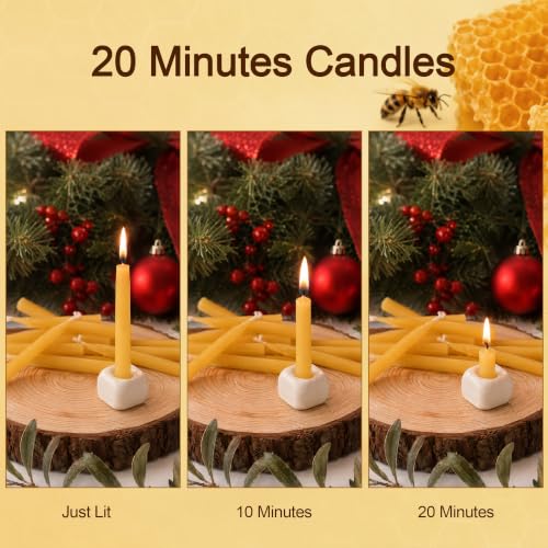 Natural Beeswax Candles 10 Pack, 20 Minutes Burning Mini Candles,Smokeless Dripless Bees Wax Candles for Yoga-Raw - color: Raw, size: 10