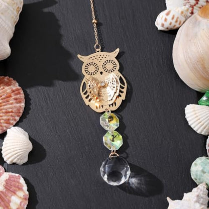 Crystal Suncatcher for Windows - Rainbow Maker Sun Catchers with Prisms Owl Hanging Ornament for Christmas Wedding Garden Home Decor Gift