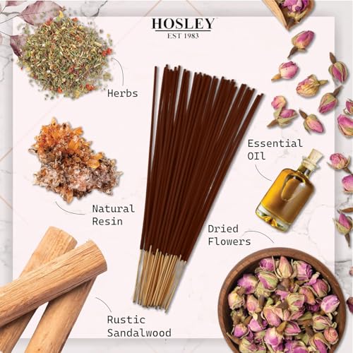 Hosley 40 Pack Incense Sticks – Rustic Sandalwood – Perfect for Home, Meditation & Aromatherapy - color: Rustic Sandalwood-40