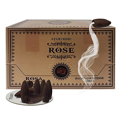 Rose Backflow Incense Cones for Waterfall and Mat Bundle Inciensos Aromaticos|Incienso|Inciense|Insienso - color: Rose