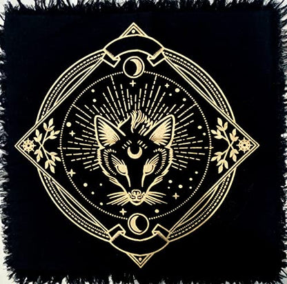 Altar Cloth Golden Lucky Free Wild Owl Witchcraft Alter Tablecloth Tarot Spread pegan Top Cloth Wicca Square Wiccan Spiritual Sacred Table Tapestry Cloth (The wolf, 18 x 18 Inches) - color: The Wolf, size: 18" x 18" (Square)
