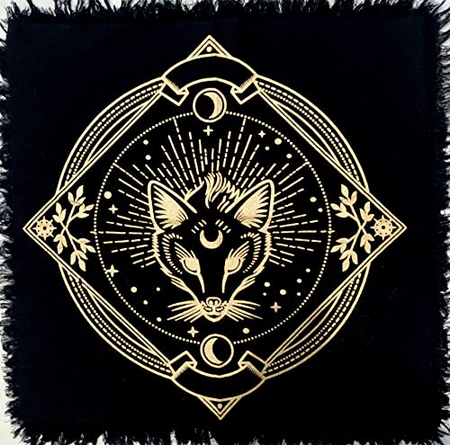 Altar Cloth Golden Lucky Free Wild Owl Witchcraft Alter Tablecloth Tarot Spread pegan Top Cloth Wicca Square Wiccan Spiritual Sacred Table Tapestry Cloth (The wolf, 18 x 18 Inches) - color: The Wolf, size: 18" x 18" (Square)