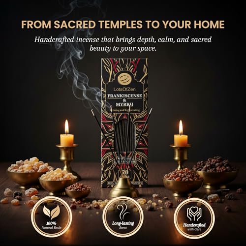 LOTS OF ZEN Frankincense and Myrrh Natural Resin Incense Sticks, 70 Count - color: Gray