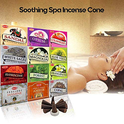 Hem 12 Assorted Boxes of Incense Cones, (120 Total)| Natural Fragrance for Aromatic Rooms | Odor Remover Incense for Stress Relief & Relaxation (Assorted 2)