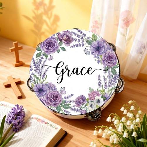 8 Inch Adult Tambourine Double Row Jingle, Grace - color: Grace, size: 8 Inch