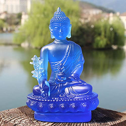 Acxico 1Pcs Buddha Medicine Figure Statue Altar Buddhist Resin Fengshui