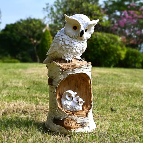 Solar Powered Owl Mom Baby Garden Decor Outdoor Statues Led Figurine Light - color: Solar Owl Decor
