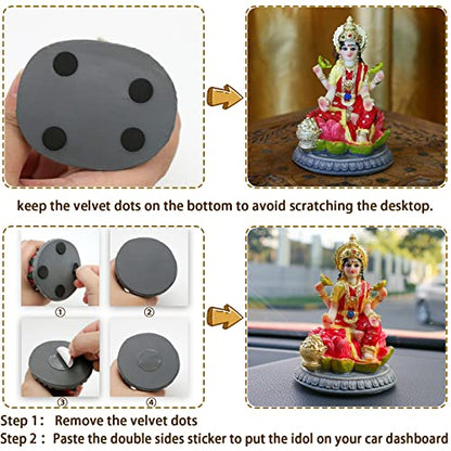 alikiki Small Hindu Goddess Lakshmi Statue - 3.9”H Indian Ido Laxmi Figurine for Car Dash Board Decor Home Office Mandir Temple Altar Shrine Pooja Item Murti for Diwali Puja Gifts