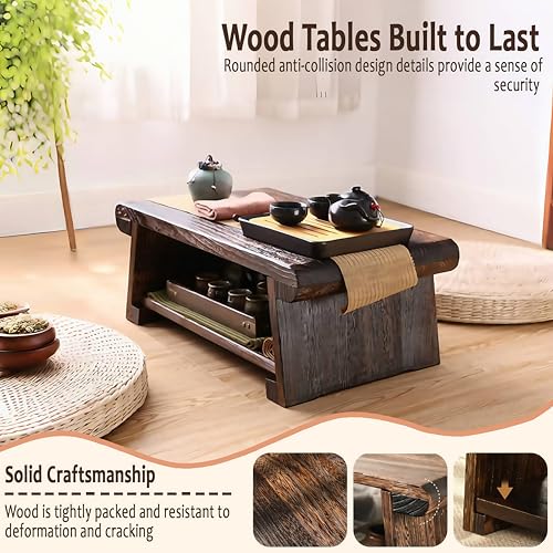 Folding Meditation Altar Table, 19.7" Japanese Low Floor Table