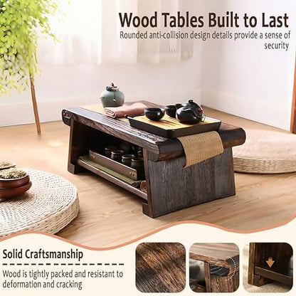 Folding Meditation Altar Table, 19.7" Japanese Low Floor Table