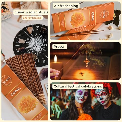 Copal Incense Sticks - Pack of 100 Insence-Sticks for Spiritual Purification - Made with Natural Non Toxic Incienso De Copal - Scented Insense Agarbatti Incents - color: Copal