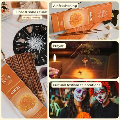 Copal Incense Sticks - Pack of 100 Insence-Sticks for Spiritual Purification - Made with Natural Non Toxic Incienso De Copal - Scented Insense Agarbatti Incents - color: Copal