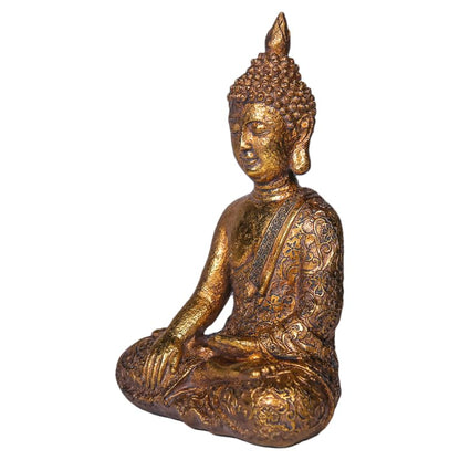 Golden Resin Seated Buddha Statue - 11.42 Inches