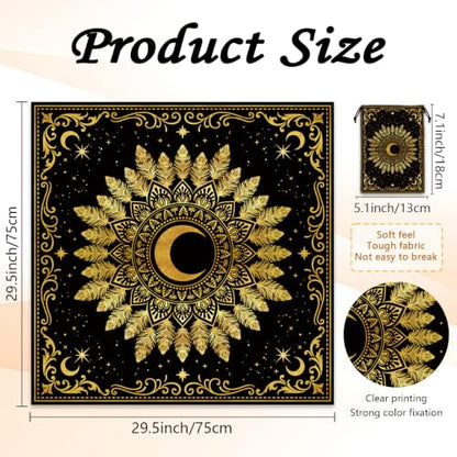 Tarot Altar Cloth Golden Feather Card Table Tablecloth - color: Golden Feather
