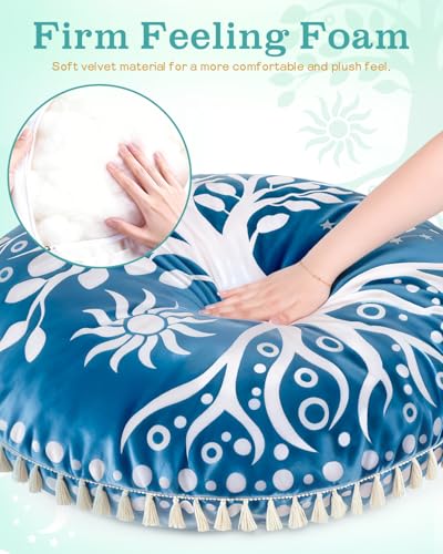 Hihealer Meditation Cushion, Large Velvet Floor Pillow for Yoga, Meditation - color: Blue