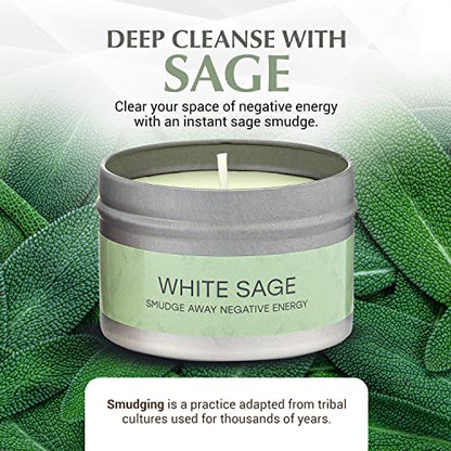 Almeara 2 in 1 Candle Combo - Sage and Palo Santo Set - 2x 3.7oz - Long Lasting |+40hr burn time |100% Soy Wax -Paraffin Free Candle For Cleansing House-Gift Box Ready-Relax and Restore The Body&Mind