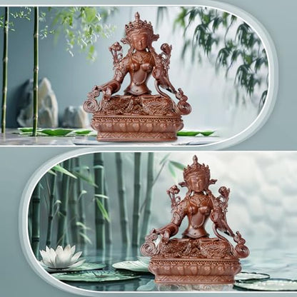 White Tara Buddha Statue Pure Copper Handmade Zen Home Decor - color: White Tara