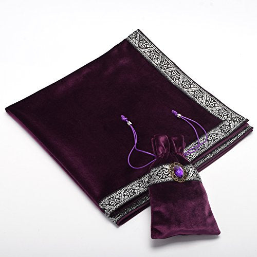 BLESSUME Witch Altar Tarot Table Cloth for Reading Divination Square Cloth Pouch Purple - color: Purple