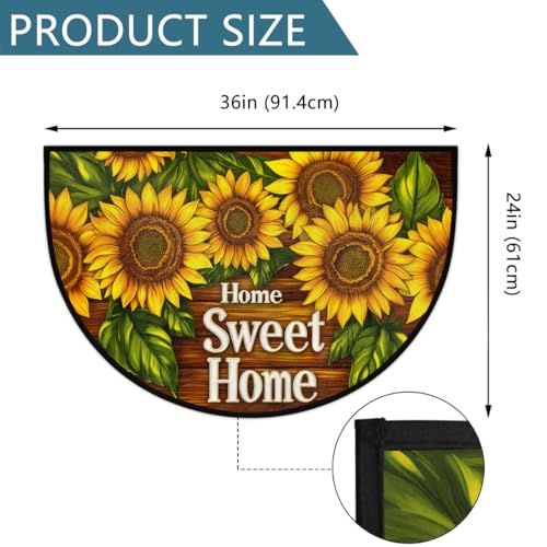 Flowers Sunflowers Half Round Rug Half Moon Door Mat Half Circle Rugs - color: A:a-color 14